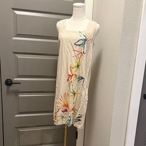 For Cynthia Cream Artistic Floral Dress
